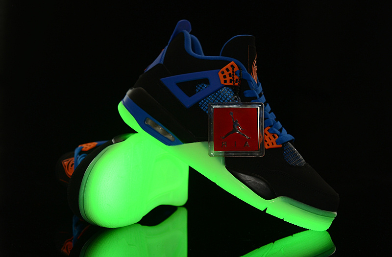 Air Jordan 4 Men Shoes Lime/Black/Blue Online